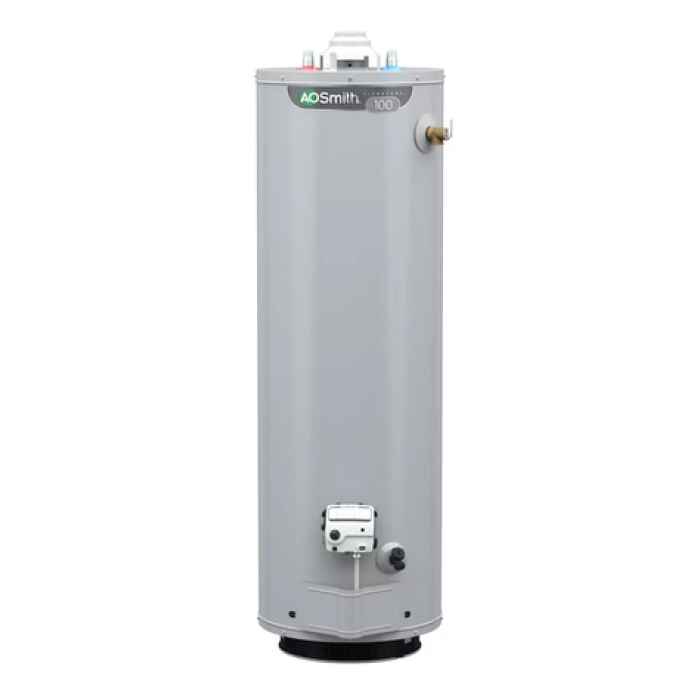 light grey vertical water heater